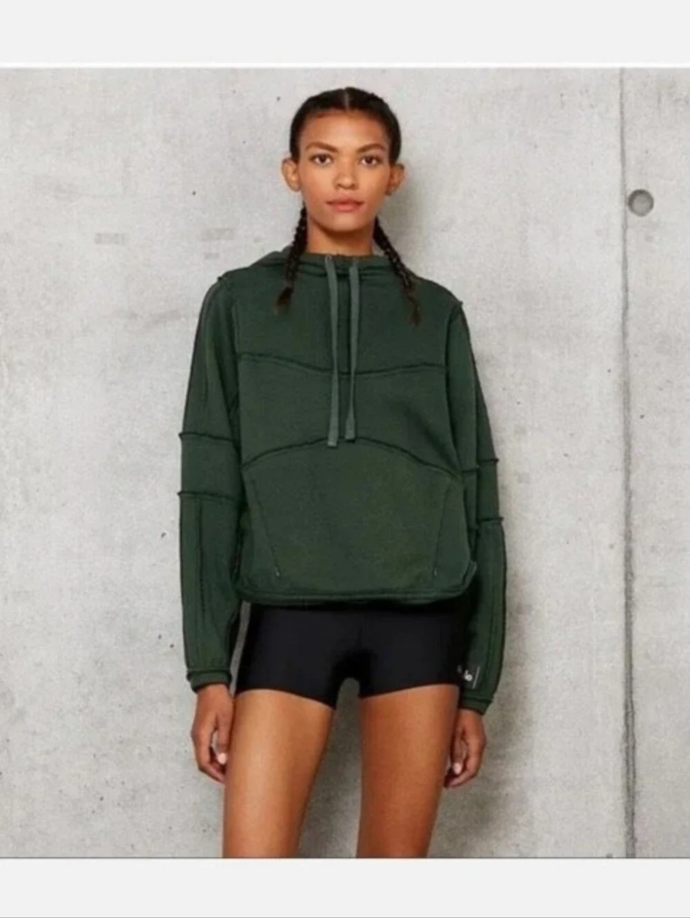 ALO YOGA DIMENSION HOODIE SWEATSHIRT FOREST GREEN